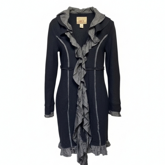 BKE Jackets & Blazers - BKE Y2K Black Ruffled Statement Coat Size M